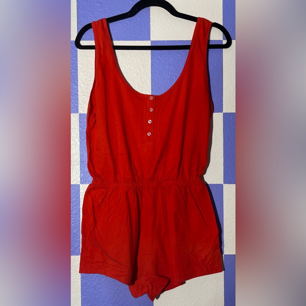 NWOT American Apparel Stretchy Romper in Bright Red